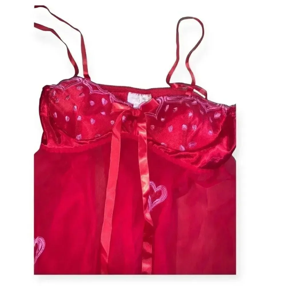 Vintage y2k early 2000s Deadstock heart embroidered lingerie set - Picture 3 of 6